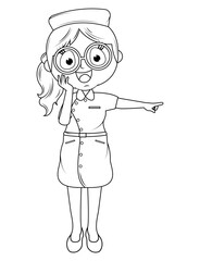 Coloring Little Nurse Cartoon
