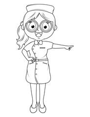 Coloring Little Nurse Cartoon