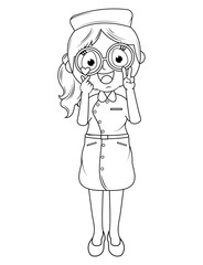 Coloring Little Nurse Cartoon