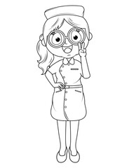 Coloring Little Nurse Cartoon