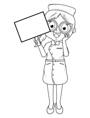 Coloring Little Nurse Cartoon