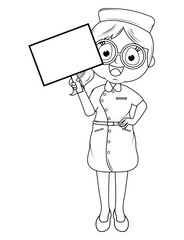 Coloring Little Nurse Cartoon