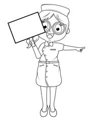 Coloring Little Nurse Cartoon