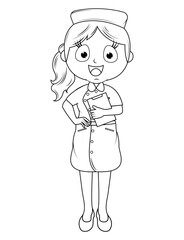 Coloring Little Nurse Cartoon
