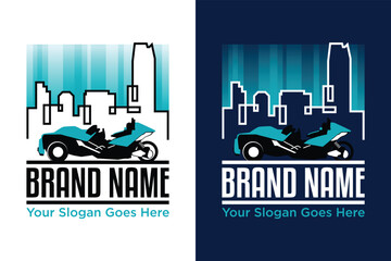 simple modern Polaris slingshot city town building landscape logo design vector illustration