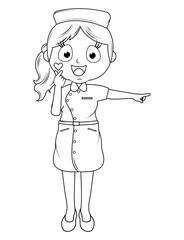 Coloring Little Nurse Cartoon