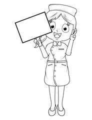 Coloring Little Nurse Cartoon
