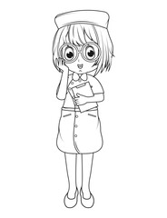 Coloring Little Nurse Cartoon