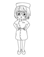 Coloring Little Nurse Cartoon