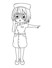 Coloring Little Nurse Cartoon