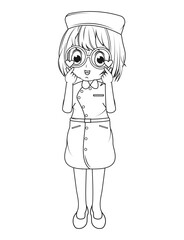 Coloring Little Nurse Cartoon