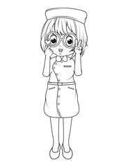 Obraz premium Coloring Little Nurse Cartoon