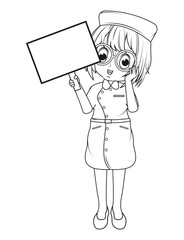 Coloring Little Nurse Cartoon