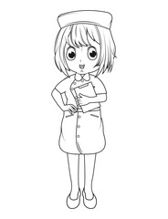 Coloring Little Nurse Cartoon