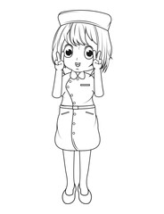 Coloring Little Nurse Cartoon