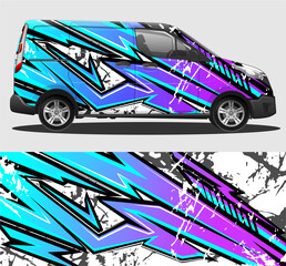 Car decal design vector. Graphic abstract stripe racing background kit designs for wrap vehicle, race car, rally, adventure and livery