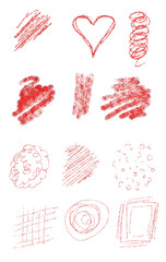 Arrows, strokes drawn with marker. Grunge paint abstract brush strokes texture.Sketch chalk pencil texture line kid fun arrow icon. Hand drawn grunge crayon brush sketch colored bold curvy.