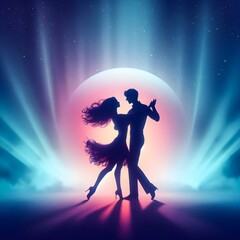 scenic view of a silhouette of a couple performing a dance