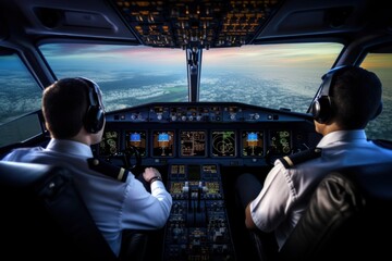 Fototapeta premium Airplane cockpit aircraft vehicle.