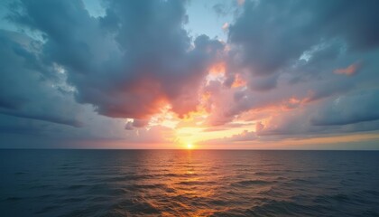 Obraz premium Sunsets golden glow on the horizon