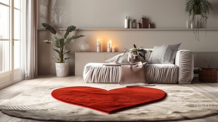 Living room renderings with a red carpet of love