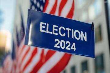 Fototapeta premium 2024 American election design concept with national flag.