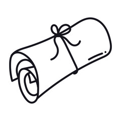 Hand drawn old paper scroll doodle. Papyrus in sketch style. Vector illustration isolated on white background