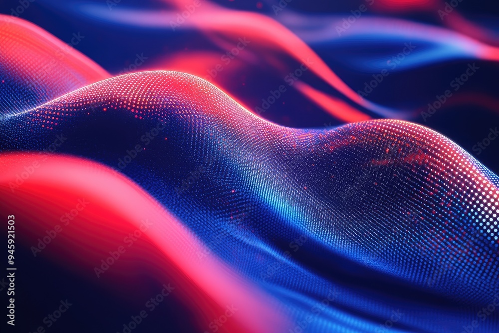 Poster vibrant abstract waves showcasing dynamic red and blue colors, creating an energetic visual experien