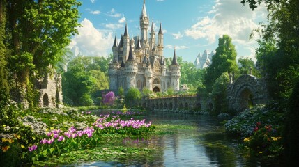 Obraz premium Enchanted Castle by the Lake