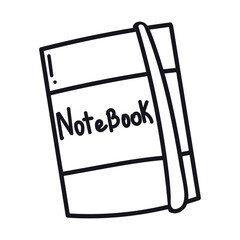 Single element of notebook in doodle school set. Hand drawn vector illustration for cards, posters, stickers and professional design.