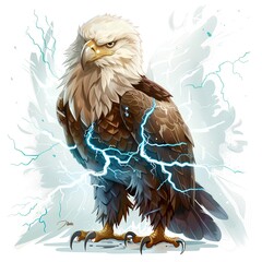 Eagle Lightning element animal cartoon isolated whitebackground 16:9