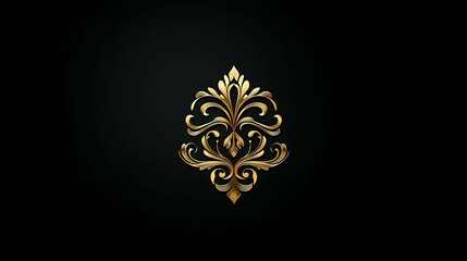 Fototapeta premium A golden ornate design on a black background.
