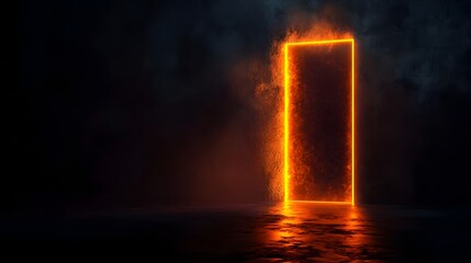 Naklejka premium A captivating conceptual image depicting a glowing doorway that opens onto a dark shadowy space suggesting a passage to an unknown mysterious realm filled with potential and possibilities
