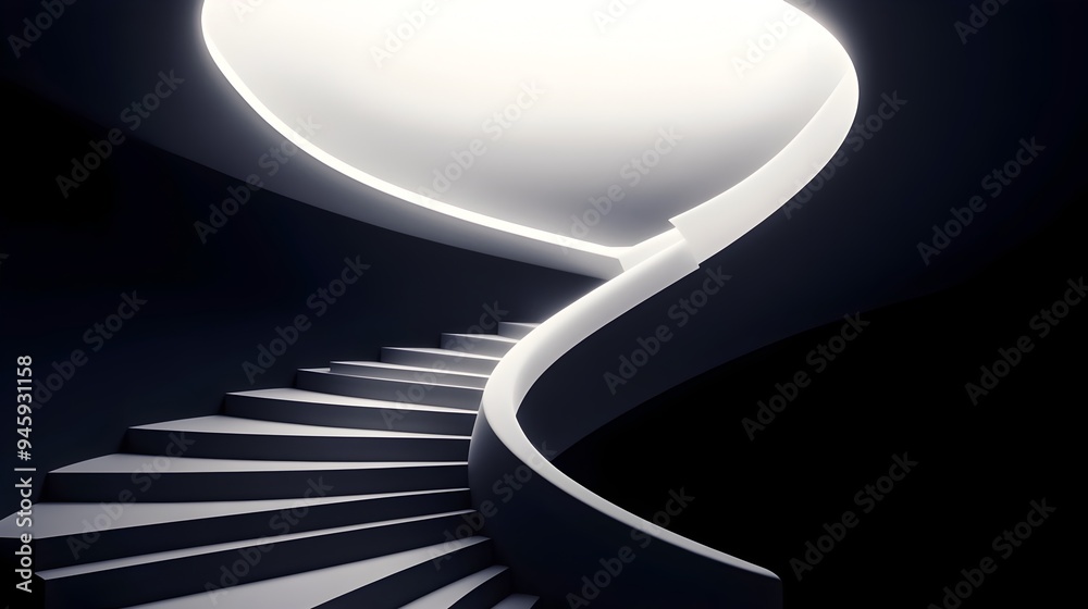 Poster a conceptual image depicting an endless spiral staircase extending into a dark infinite void the min