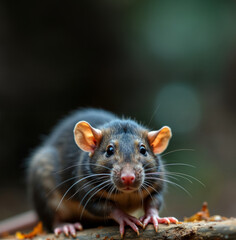 Close-Up of a Curious Rat in Natural Surroundings, Natural Curiosity