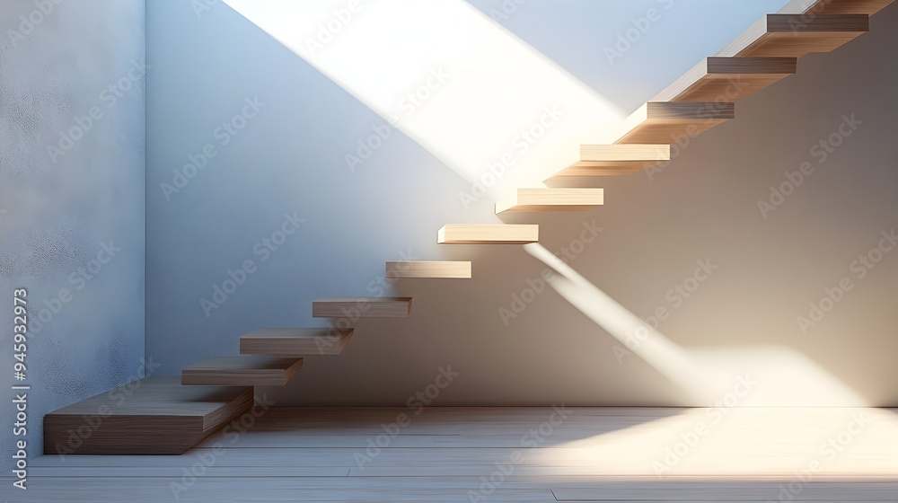 Poster a conceptual and visually striking image showcasing an abstract staircase design with steps that cha
