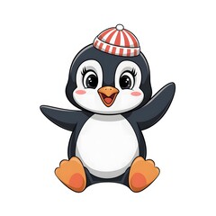 Obraz premium Penguin With A White Background! Ai Generator Image
