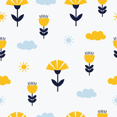 Seamless floral pattern textile vector background