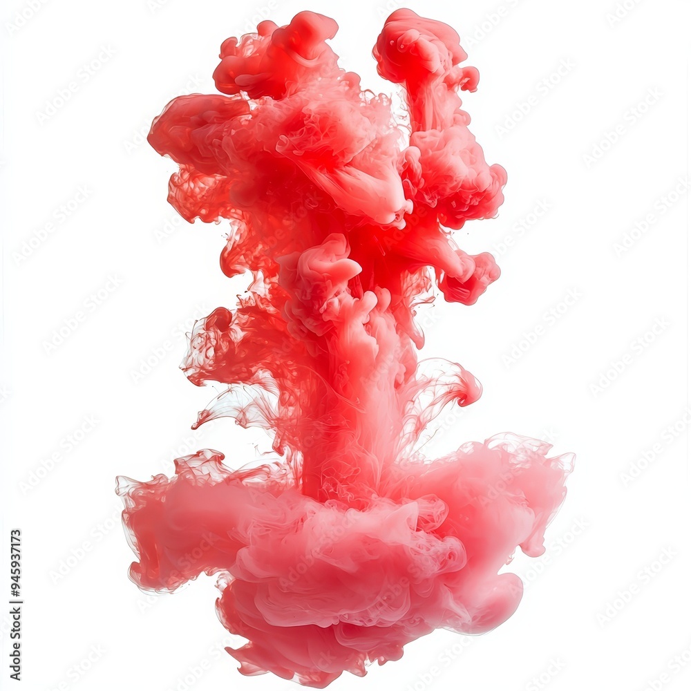 Poster png image of abstract red smoke explosion isolated on transparent background.