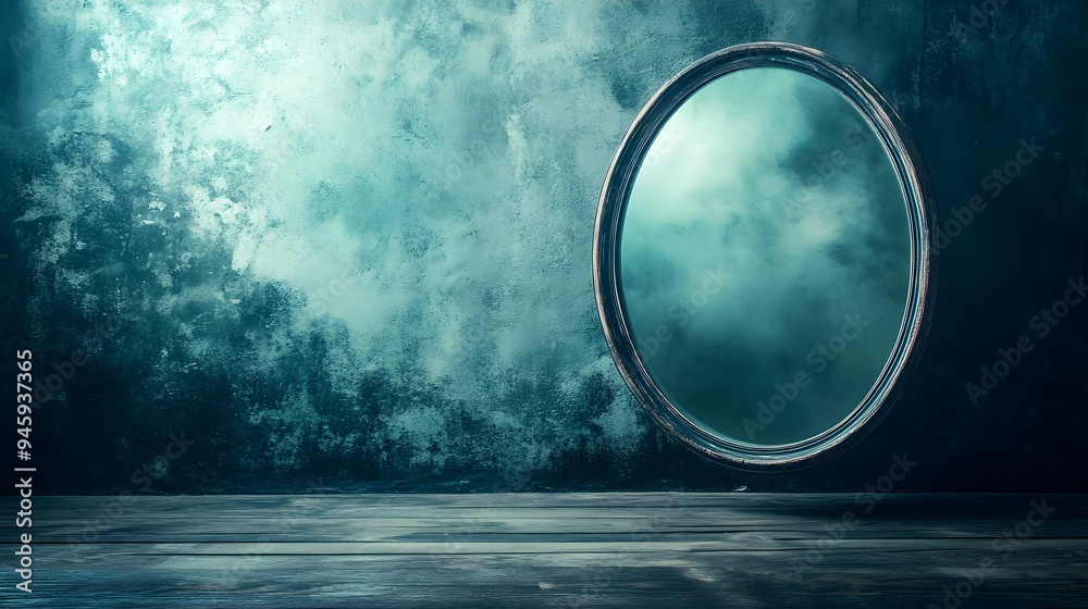 Poster a conceptual and surreal image showcasing the reflection of an alternate dimensional universe within