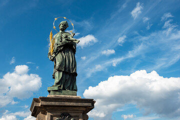 Statue of St. John of Nepomuk on Charles Bridge.