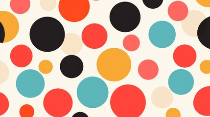 A retro polka dot pattern with large, evenly spaced dots in vibrant colors against a contrasting background