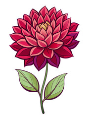 Colorful Dahlia Flower with Lush Green Leaves - vibrant dahlia flowers, showcasing a range of colors with detailed green leaves, perfect for spring and summer themes.