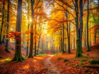 autumn forest in the morning