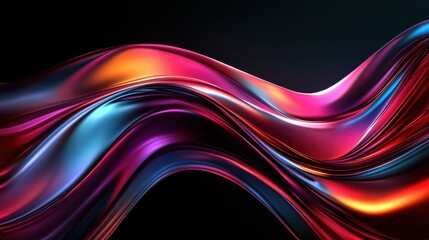 Colorful flowing abstract patterns in smooth gradients against a dark background create a mesmerizing visual experience highlighting fluid motion and artistic expression.