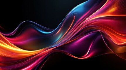 Colorful flowing abstract patterns in smooth gradients against a dark background create a mesmerizing visual experience highlighting fluid motion and artistic expression.