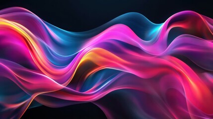 Colorful flowing abstract patterns in smooth gradients against a dark background create a mesmerizing visual experience highlighting fluid motion and artistic expression.