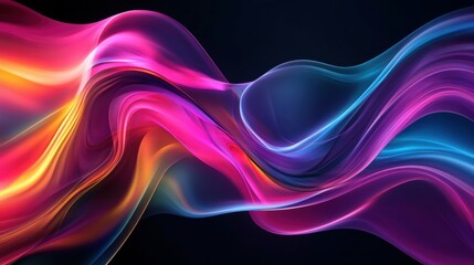Colorful flowing abstract patterns in smooth gradients against a dark background create a mesmerizing visual experience highlighting fluid motion and artistic expression.