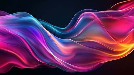 Colorful flowing abstract patterns in smooth gradients against a dark background create a mesmerizing visual experience highlighting fluid motion and artistic expression.