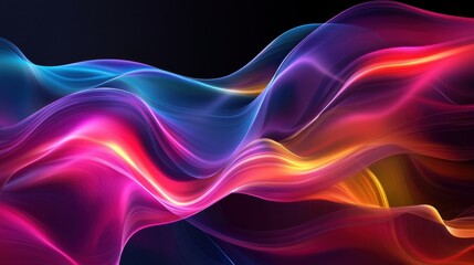 Fototapeta premium Colorful flowing abstract patterns in smooth gradients against a dark background create a mesmerizing visual experience highlighting fluid motion and artistic expression.